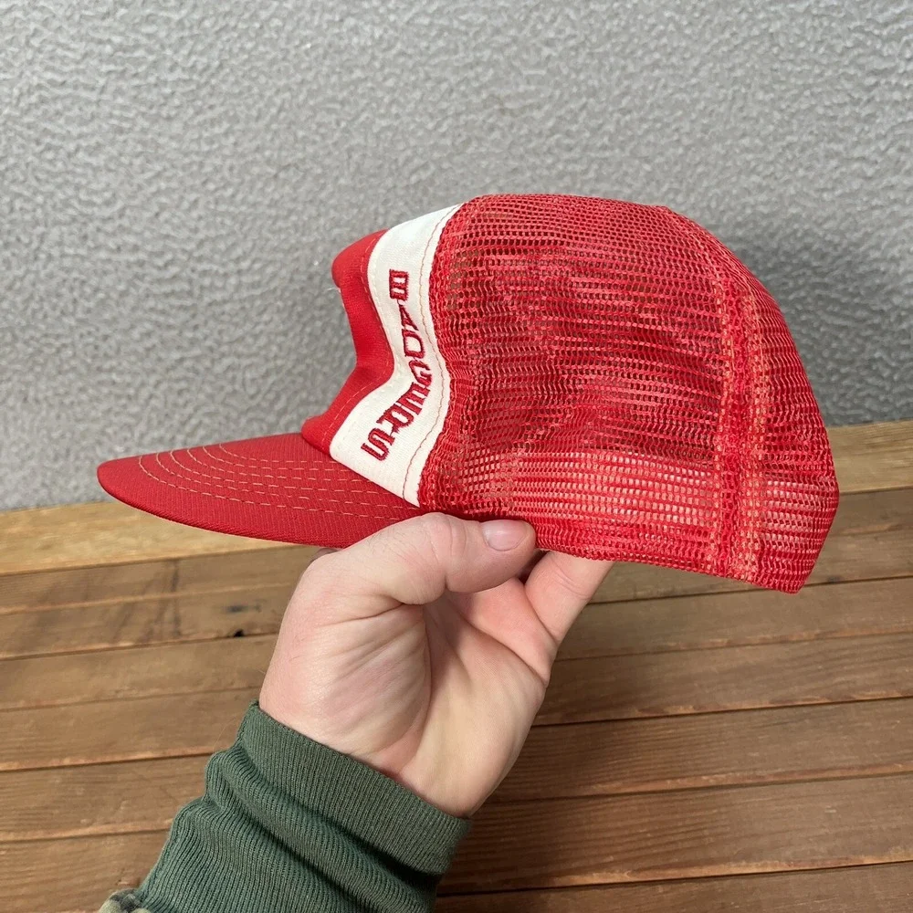 Vintage Wisconsin Badgers Hat Adult Large Red White Snapback NCAA Sports 80s 90s